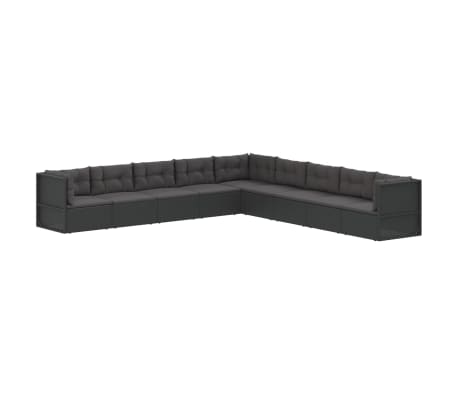 vidaXL Set de muebles de jardín 9 pzas y cojines ratán sintético negro