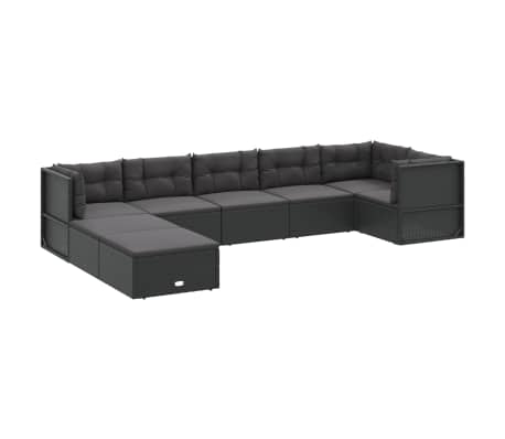 vidaXL Set Mobili da Giardino con Cuscini 8 pz Nero in Polyrattan