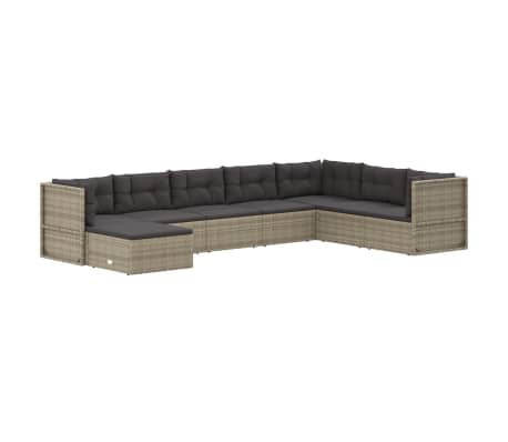 vidaXL 8 Piece Garden Lounge Set with Cushions Grey Poly Rattan
