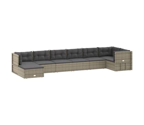 vidaXL 8 Piece Garden Lounge Set with Cushions Grey Poly Rattan