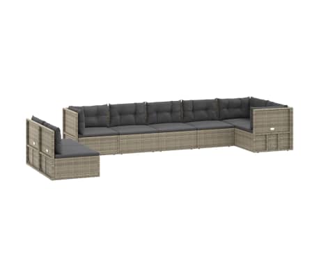 vidaXL Garden Lounge Set Grey Poly Rattan, Powder-Coated Steel 8 Seater