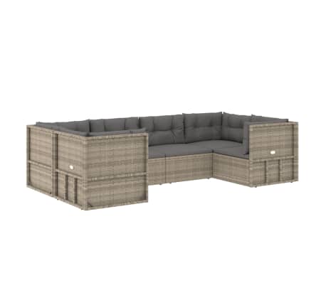 vidaXL Sodo komplektas su pagalvėlėmis, 6 dalių, pilkas, poliratanas