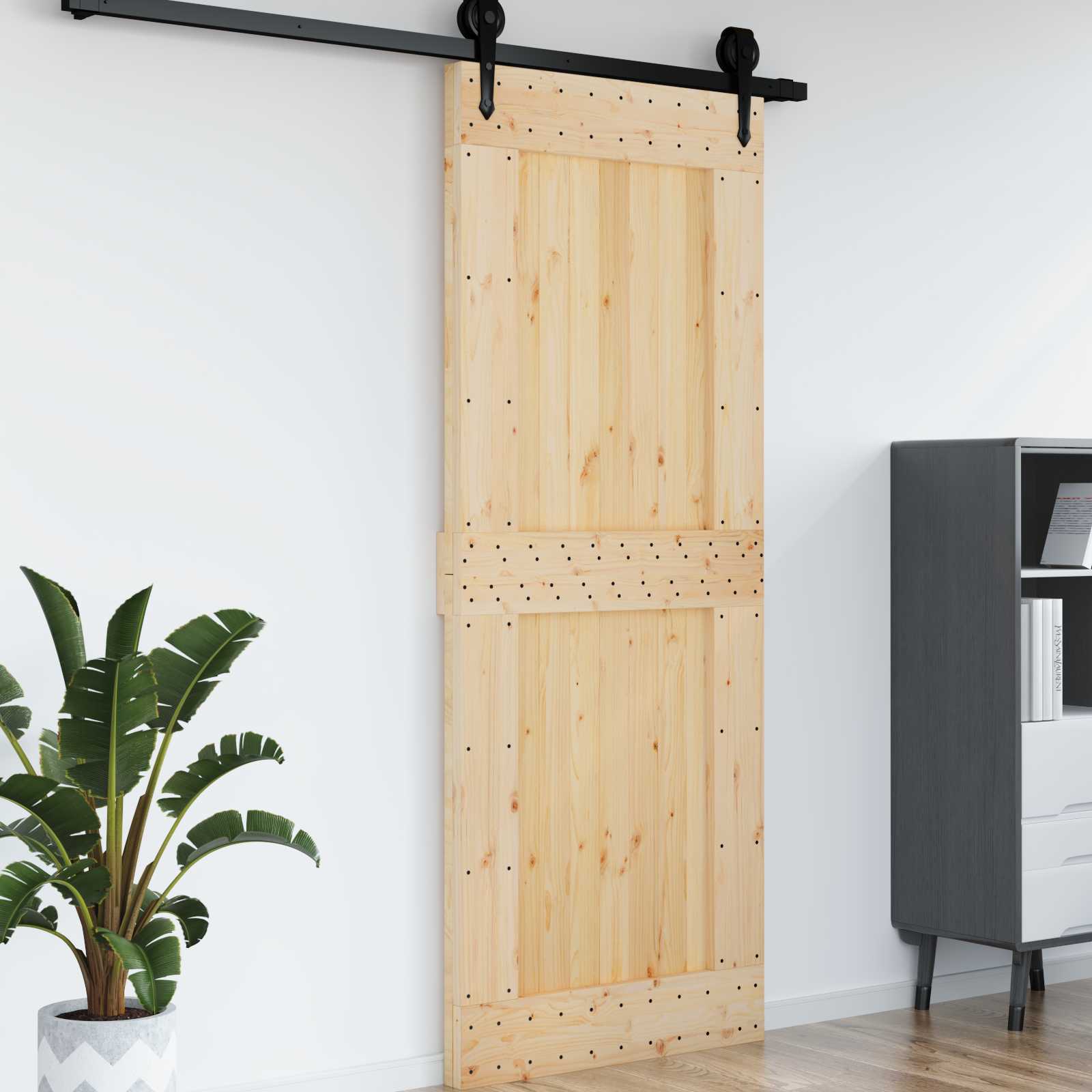 vidaXL Ușă NARVIK natural 90 x 210 cm Lemn de Pin Solid