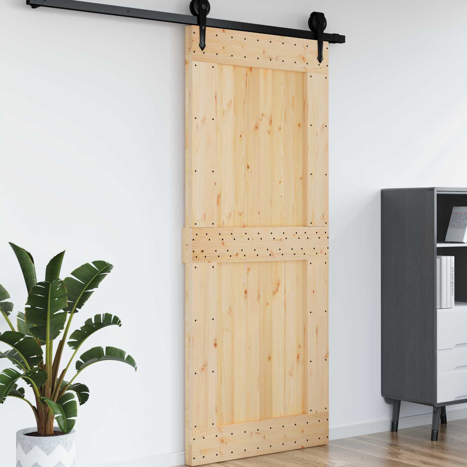 vidaXL Ușă NARVIK natural 95 x 210 cm Lemn de Pin Solid