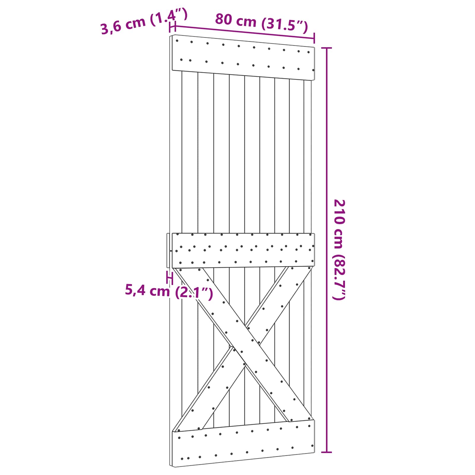 Vrata NARVIK Naravna 80 x 210 cm Masiven borov les - slika 9