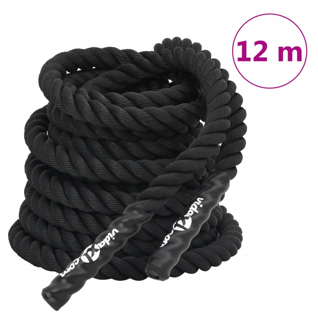 vidaXL Bojové lano černé 12 m 9 kg polyester