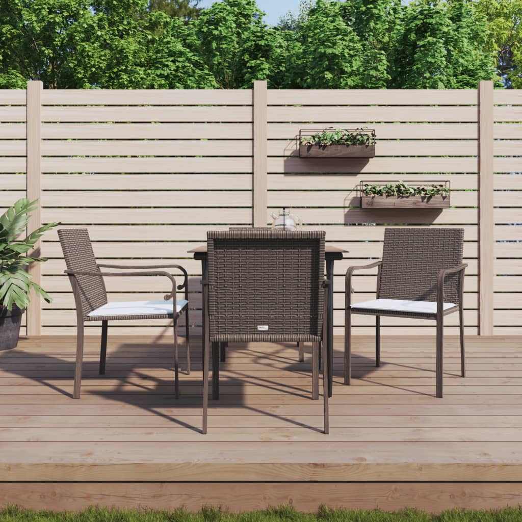 vida XL 5-tlg. Garten-Essgruppe mit Kissen Poly Rattan und Stahl