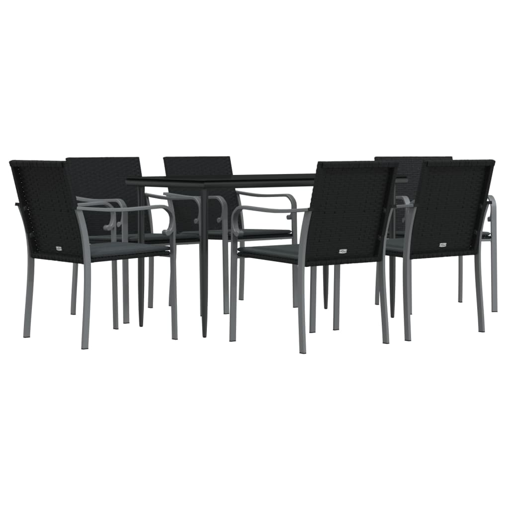 vidaXL 7-delige Tuinset met kussens poly rattan en staal afbeelding
