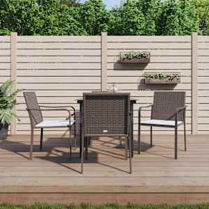 Vrtna jedilna garnitura 5-delna z blazinami poli ratan jeklo