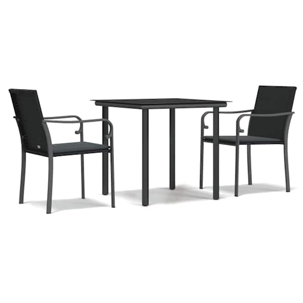 vidaXL 3-osaline aia s&ouml;&ouml;gim&ouml;&ouml;bli komplekt istmepatjadega, rotang/teras