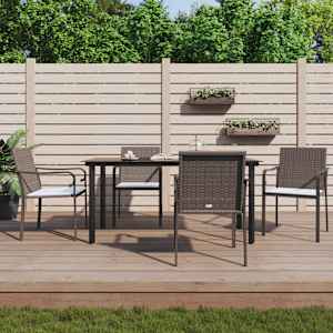 Vrtna jedilna garnitura 5-delna z blazinami poli ratan jeklo