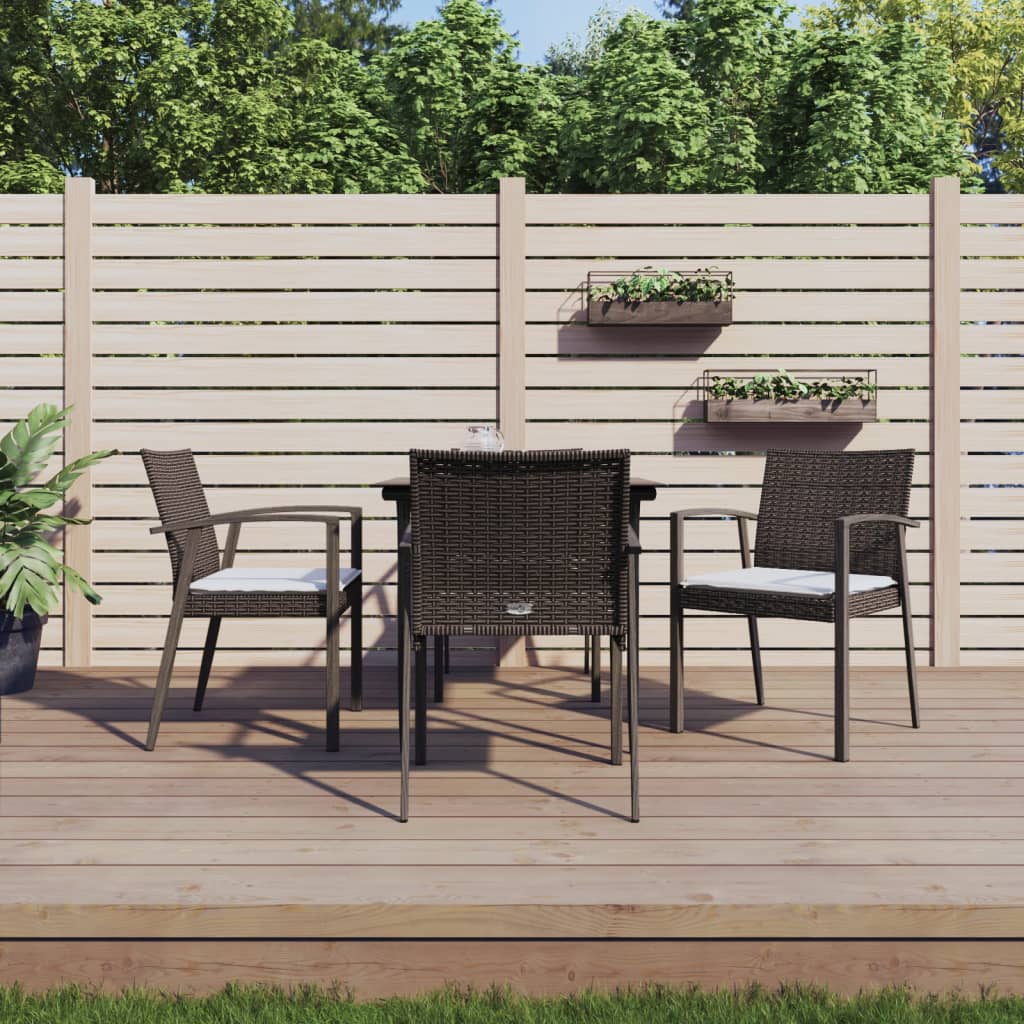 5-tlg. Garten-Essgruppe mit Kissen Poly Rattan und Stahl