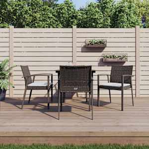 Vrtna jedilna garnitura 5-delna z blazinami poli ratan jeklo