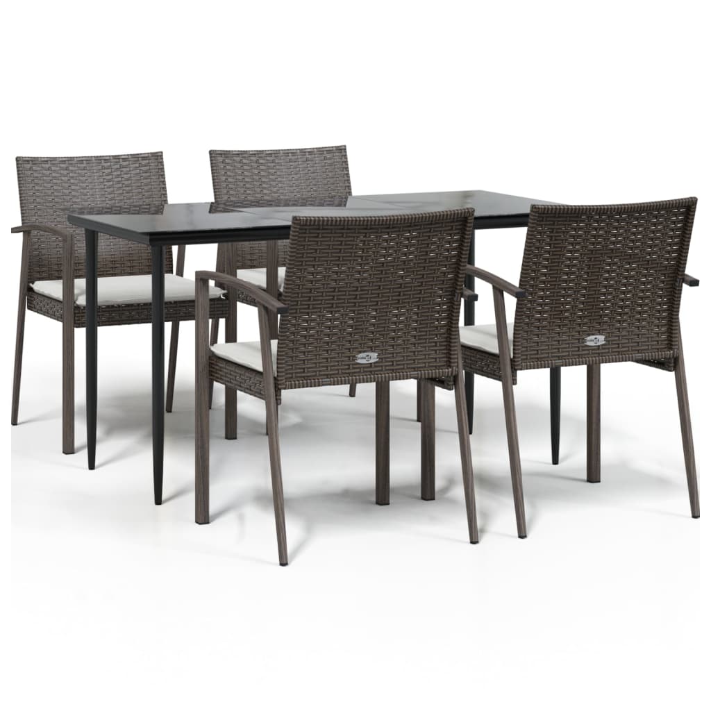 Thumbnail - vidaXL 5-tlg. Garten-Essgruppe mit Kissen Poly Rattan und Stahl