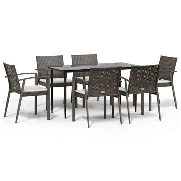 vidaXL 7-osaline aia s&ouml;&ouml;gim&ouml;&ouml;bli komplekt istmepatjadega, rotang/teras