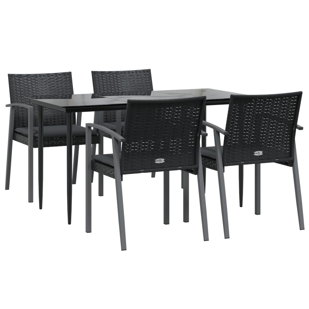 vidaXL 5-delige Tuinset met kussens poly rattan en staal