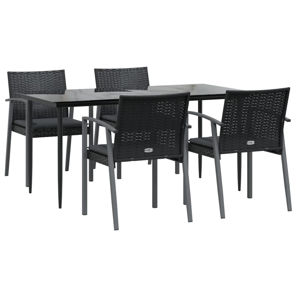 vidaXL 5-delige Tuinset met kussens poly rattan en staal