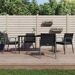 Vrtna jedilna garnitura 5-delna z blazinami poli ratan jeklo