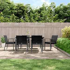 Vrtna jedilna garnitura 7-delna z blazinami poli ratan jeklo