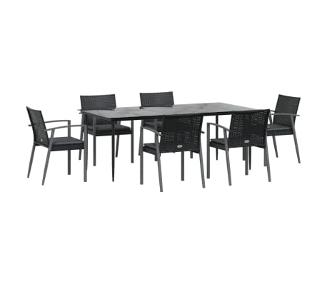 vidaXL Set mobilier de grădină cu perne, 7 piese, poliratan și oțel
