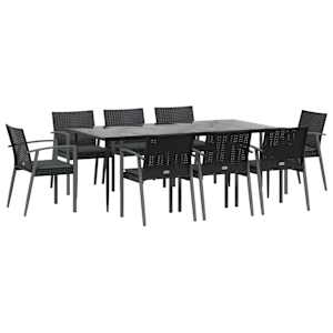 vidaXL Set mobilier de grădină cu perne, 9 piese, poliratan și oțel