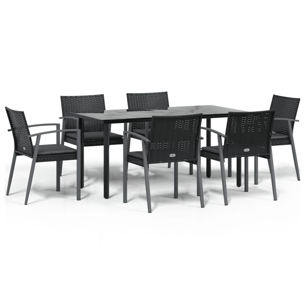 Thumbnail - vidaXL 7-tlg. Garten-Essgruppe mit Kissen Poly Rattan und Stahl