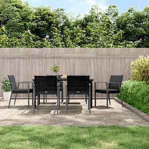 Vrtna jedilna garnitura 7-delna z blazinami poli ratan jeklo