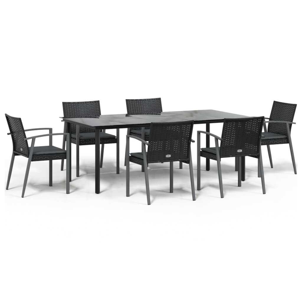 vidaXL Set mobilier de grădină cu perne, 7 piese, poliratan și oțel