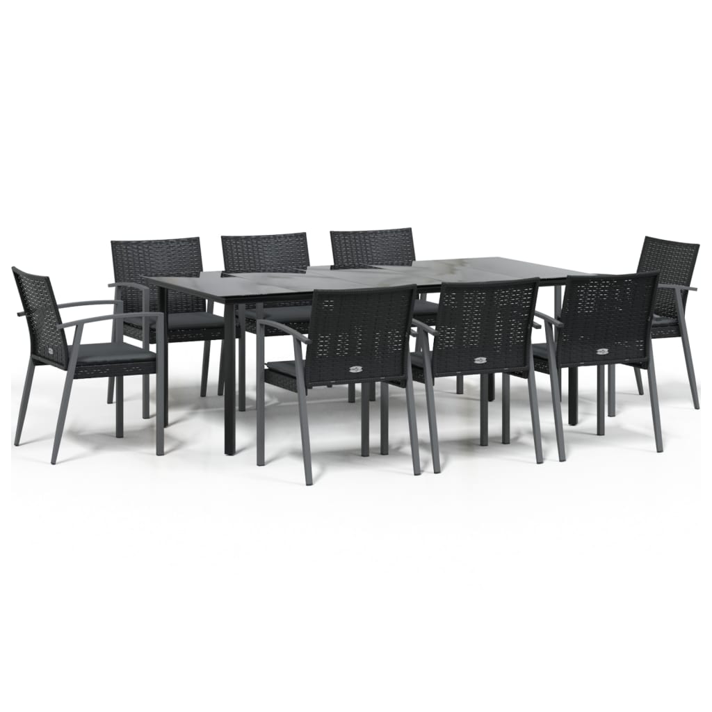 vidaXL Set mobilier de grădină cu perne, 9 piese, poliratan și oțel