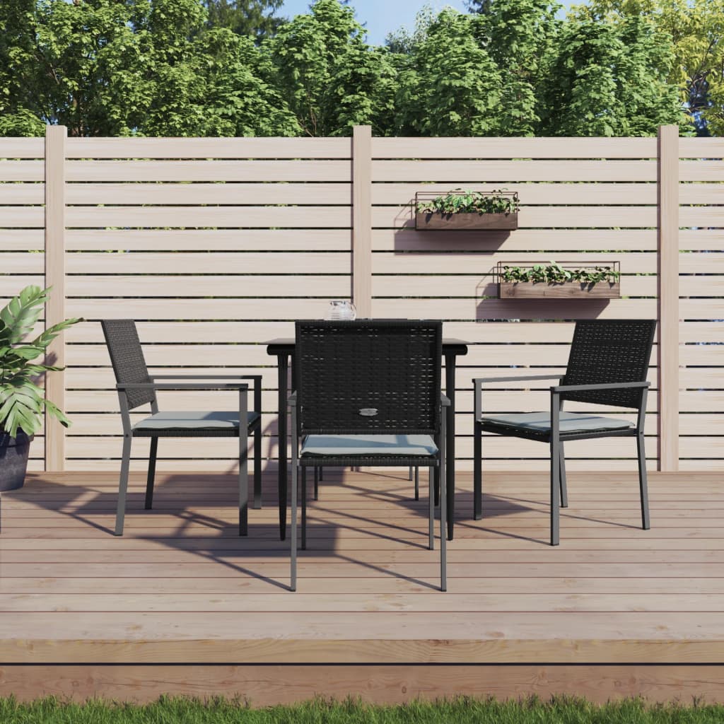 vidaXL 5-tlg. Garten-Essgruppe mit Kissen Poly Rattan und Stahl