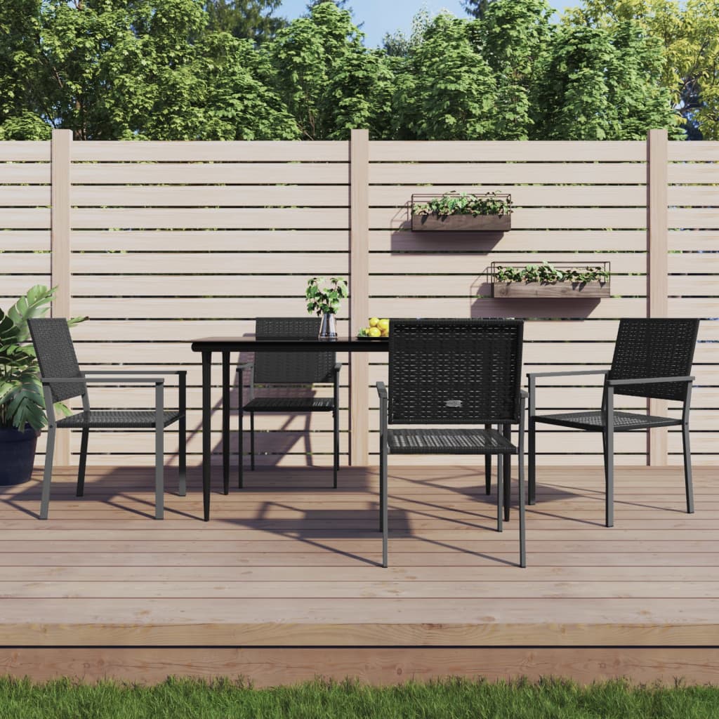 vidaXL Ensemble à manger de jardin 5 pcs résine tressée acier