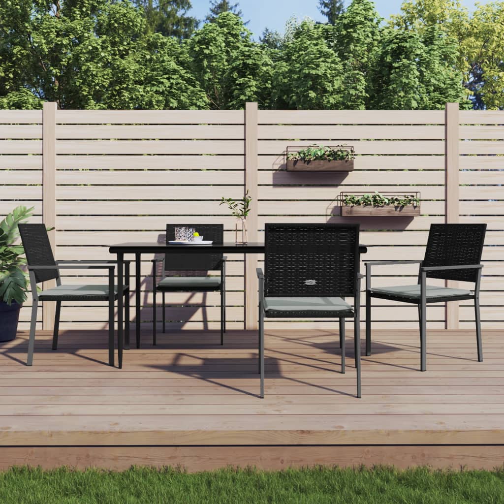 vida XL 5-tlg. Garten-Essgruppe mit Kissen Poly Rattan und Stahl