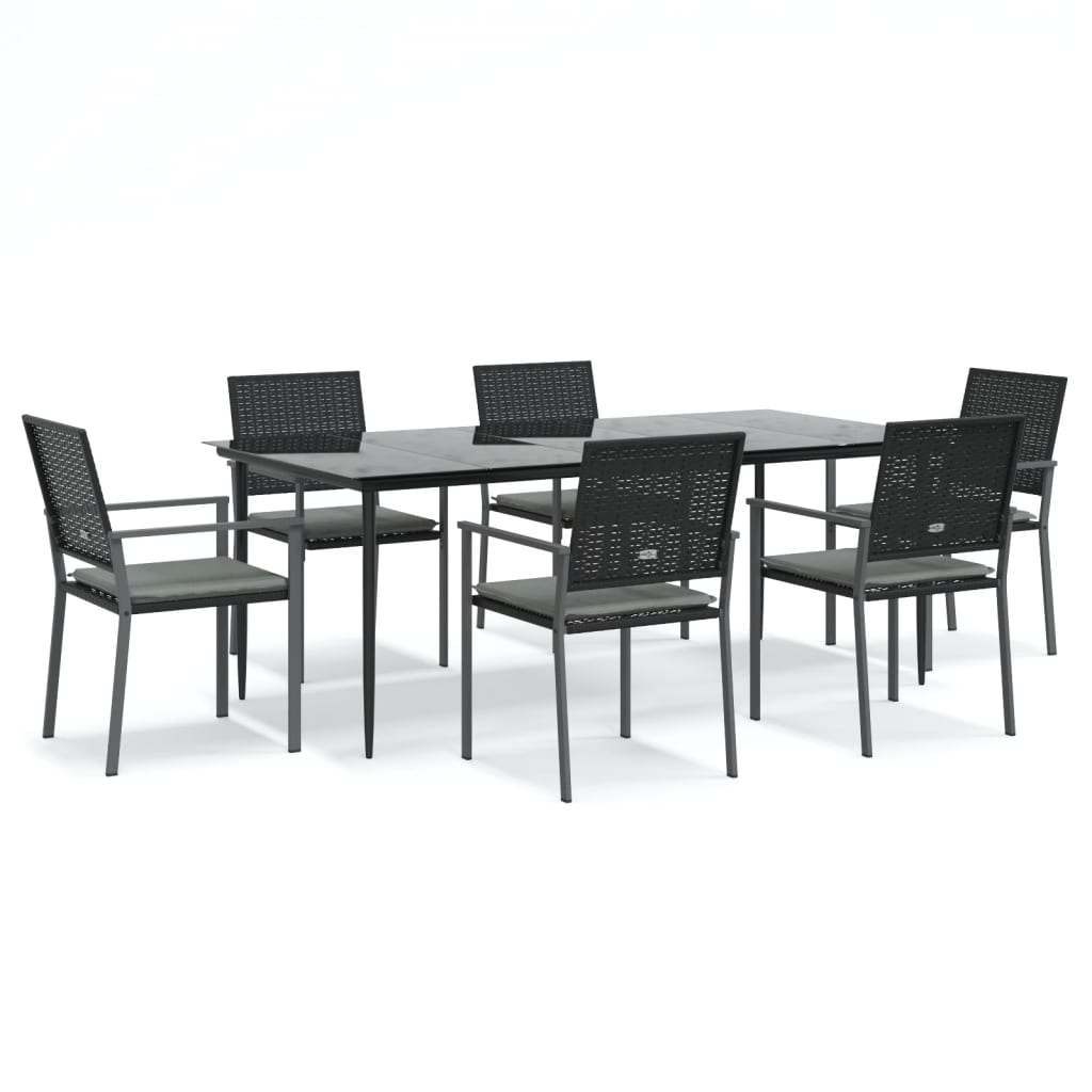 Thumbnail - vidaXL 7-tlg. Garten-Essgruppe mit Kissen Poly Rattan und Stahl