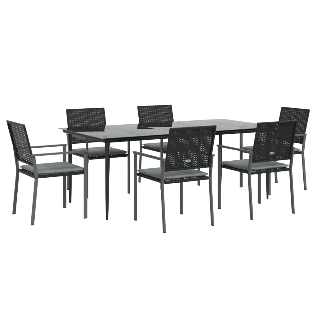 Thumbnail - vidaXL 7-tlg. Garten-Essgruppe mit Kissen Poly Rattan und Stahl
