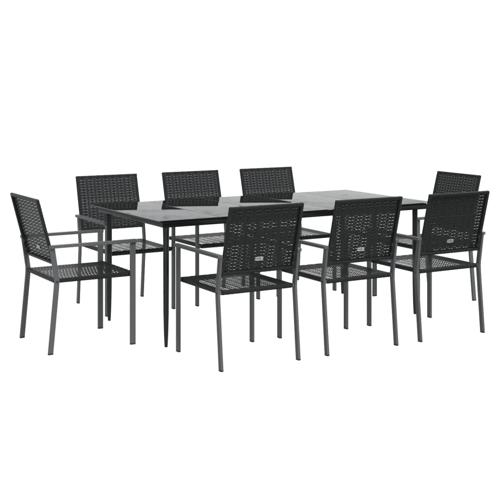 vidaXL 9-delige Tuinset poly rattan en staal afbeelding