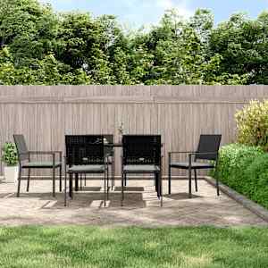 Vrtna jedilna garnitura 7-delna z blazinami poli ratan jeklo