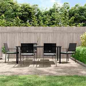 Vrtna jedilna garnitura 7-delna z blazinami poli ratan jeklo