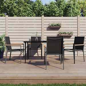 Vrtna sedežna garnitura 5-delna črn textilene in jeklo