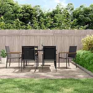 Vrtna sedežna garnitura 7-delna črn textilene in jeklo