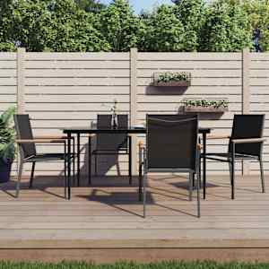 Vrtna sedežna garnitura 5-delna črn textilene in jeklo