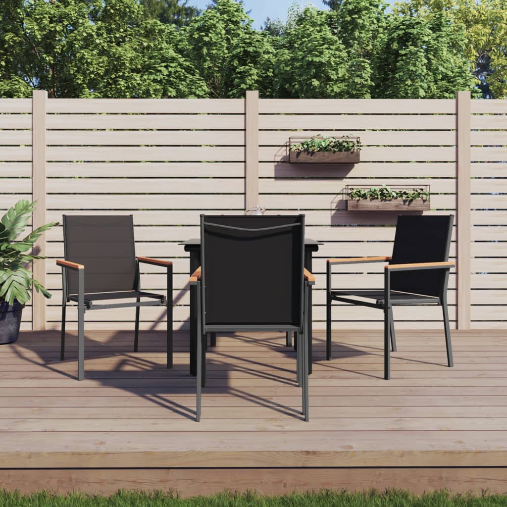 vidaXL Set mobilier de grădină, 5 piese, negru, textilenă și oțel