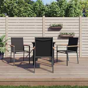 Vrtna sedežna garnitura 5-delna črn textilene in jeklo