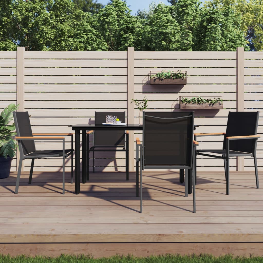 vidaXL Ensemble à manger de jardin 5 pcs noir textilène et acier