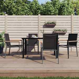 Vrtna sedežna garnitura 5-delna črn textilene in jeklo