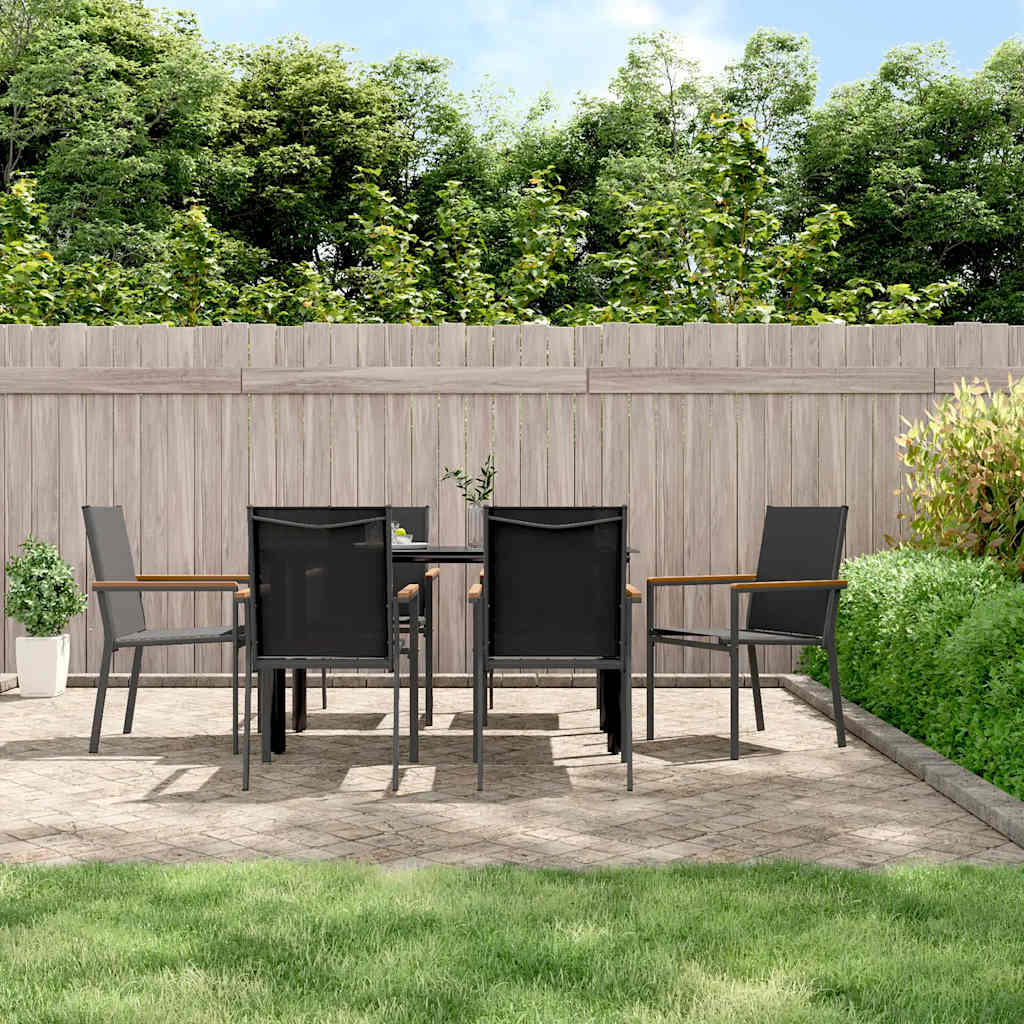 vidaXL Set mobilier de grădină, 7 piese, negru, textilenă și oțel