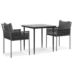 vidaXL 3-osaline aia s&ouml;&ouml;gim&ouml;&ouml;bli komplekt istmepatjadega, rotang/teras