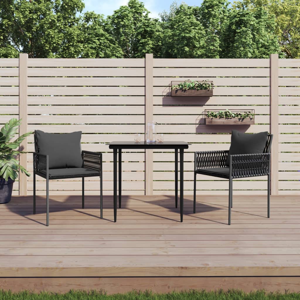 vidaXL 3-tlg. Garten-Essgruppe mit Kissen Poly Rattan und Stahl