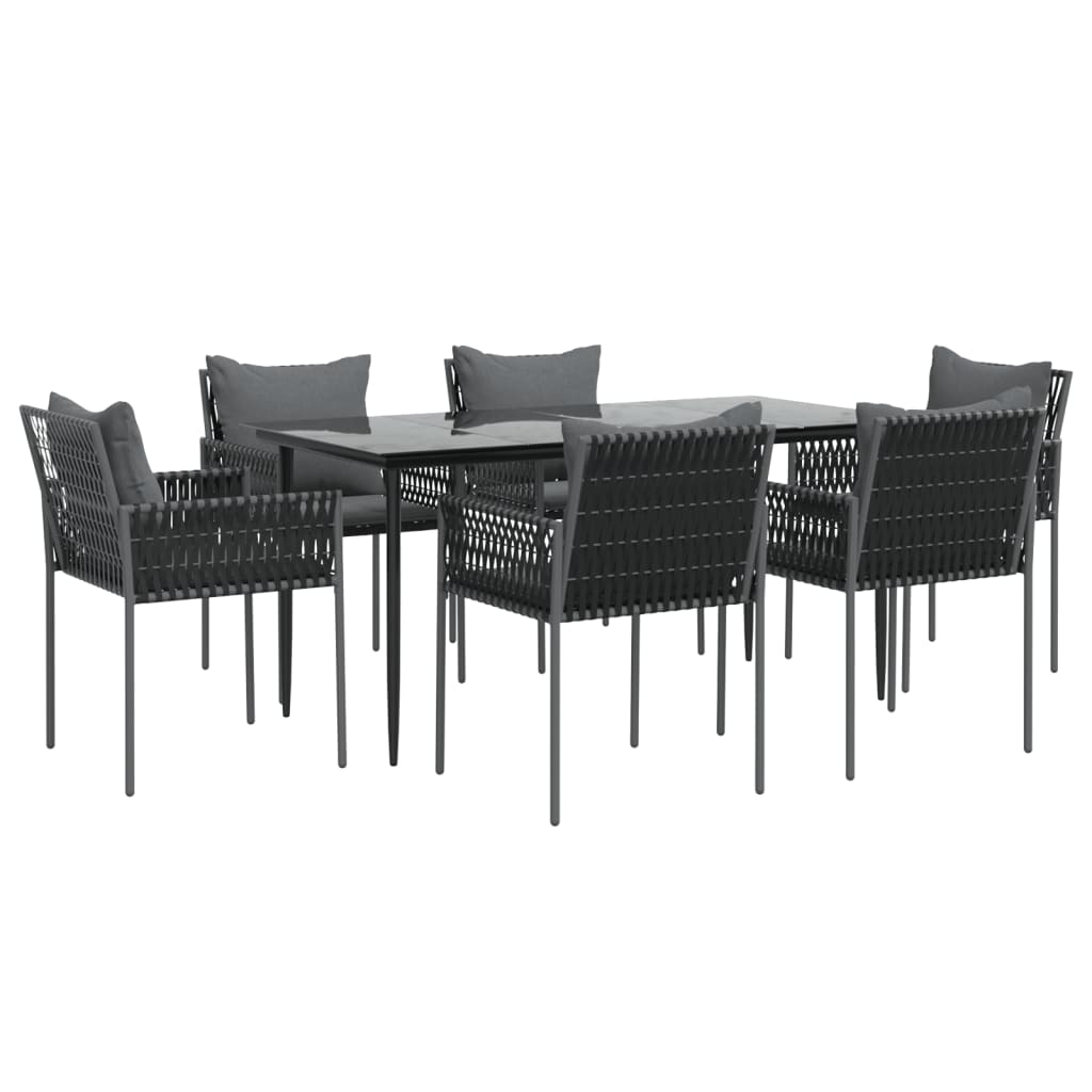 vidaXL 7-delige Tuinset met kussens poly rattan en staal afbeelding