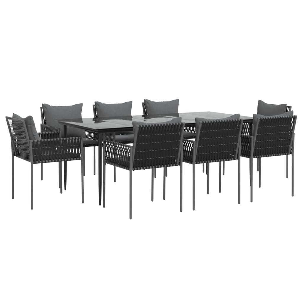 vidaXL Set mobilier de grădină cu perne, 9 piese, poliratan și oțel