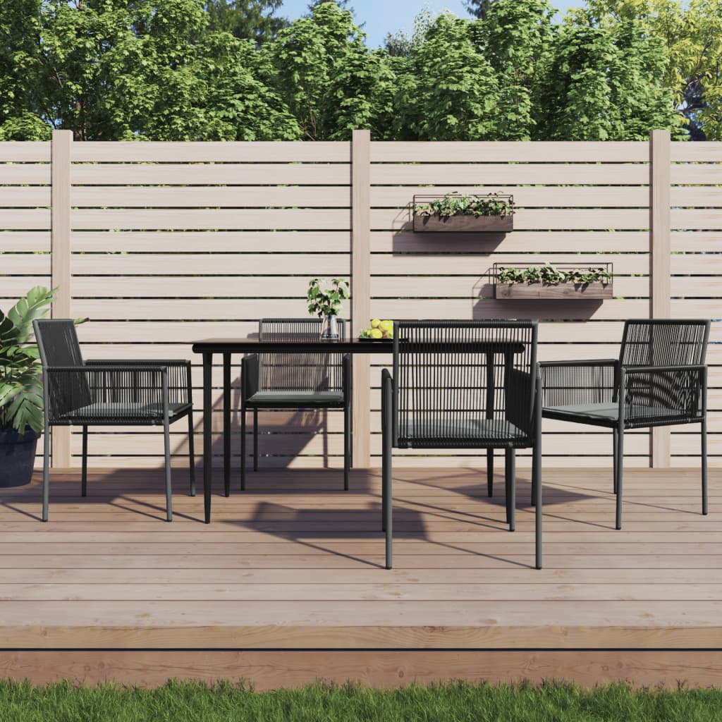 vidaXL Ensemble à dîner de jardin coussins 5 pcs noir rotin et acier